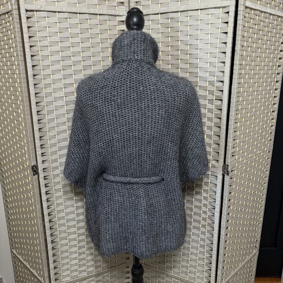 Elsamanda Belted Batwing Cardigan Size S Gray Alpaca Wool Blend Chunky Sweater - Picture 3 of 11